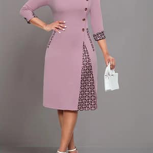 Elegant Fit and Flare Crew Neck Dress