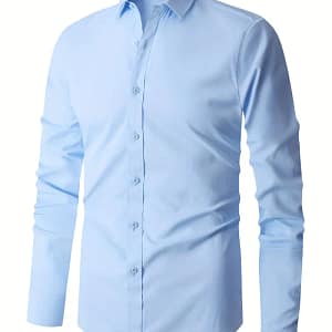 Men's Solid Color Lapel Collar Shirt