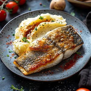 Sea bass with white wine sauce